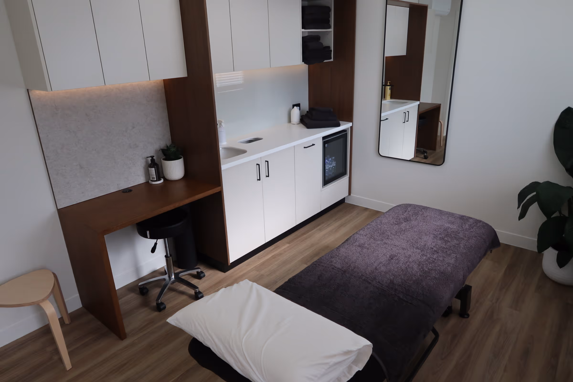 The Baseline Osteopathy treatment room, clean and calm